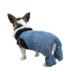 Nigua mono vaquero para perro, lateral, estilo denim en movimiento