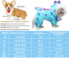 Pijama dinosaurio para mascotas de Nigua, ideal para invierno