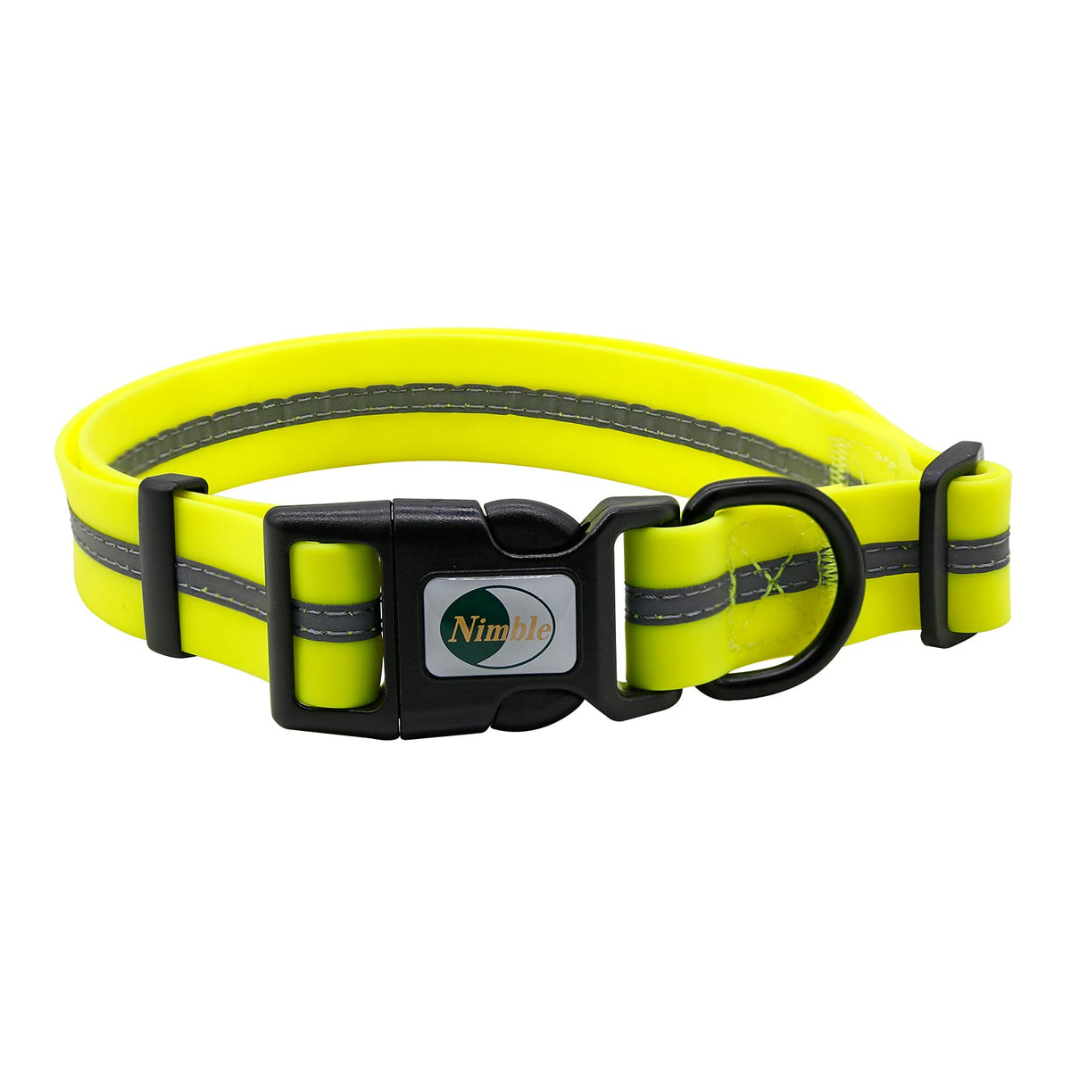 Collar Nimble impermeable de poliéster en amarillo fluorescente para paseos junto al agua.