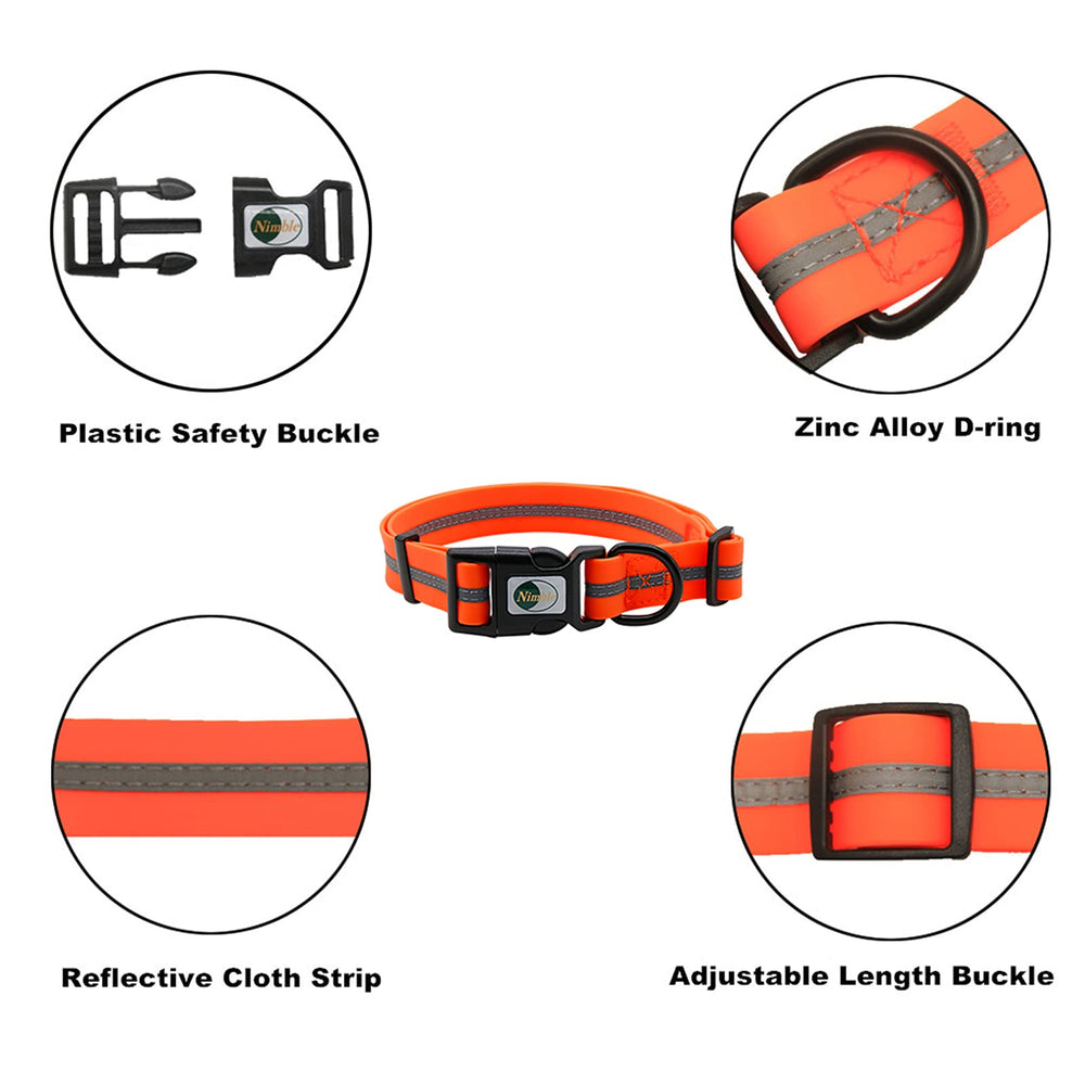 NIMBLE collar ajustable para tallas S, M y L, cómodo y seguro.