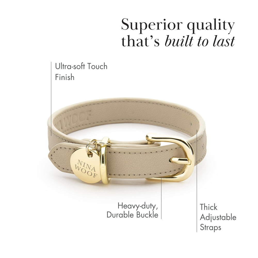 Collar Nina Woof Copenhagen en cuero vegano suave para comodidad diaria