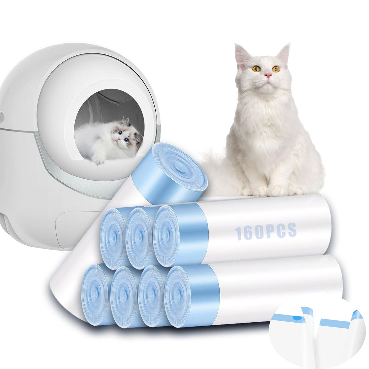 Bolsas Niserelesa para arena de gatos, pack de 160, ideal para hogares con varios felinos.