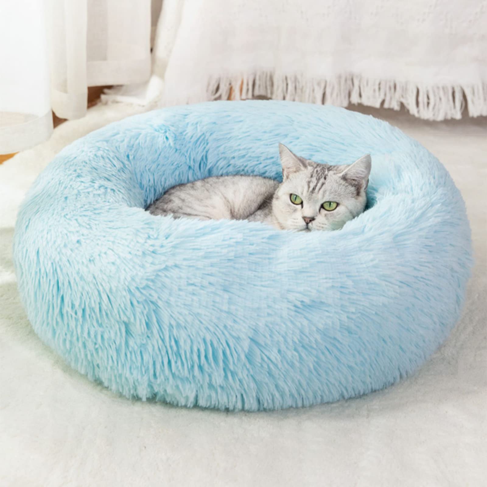 Cama Nisrada para gatos: cama redonda de 20 pulgadas, descanso cómodo.