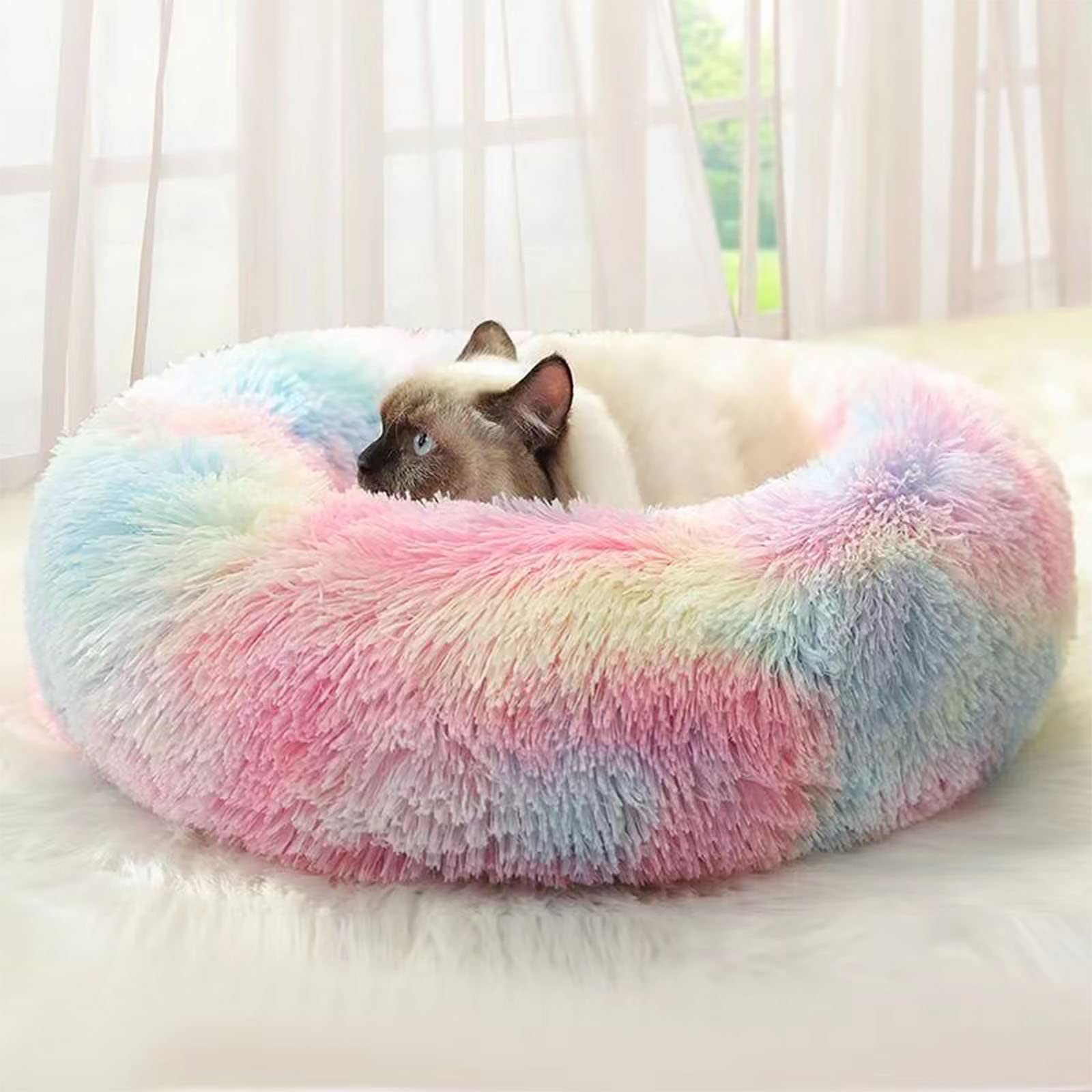 Cama Nisrada para gatos con diseño rosquilla, sensación de seguridad.