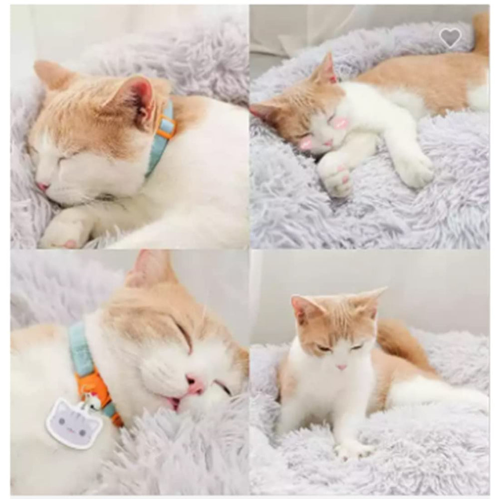 Cama Nisrada forrada en peluche suave para un tacto cálido y reconfortante.