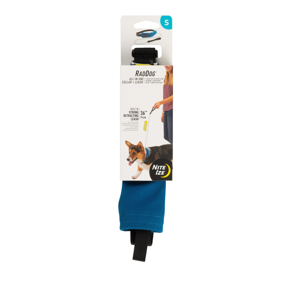 Collar Nite Ize Raddog con correa integrada en azul para perros pequeños