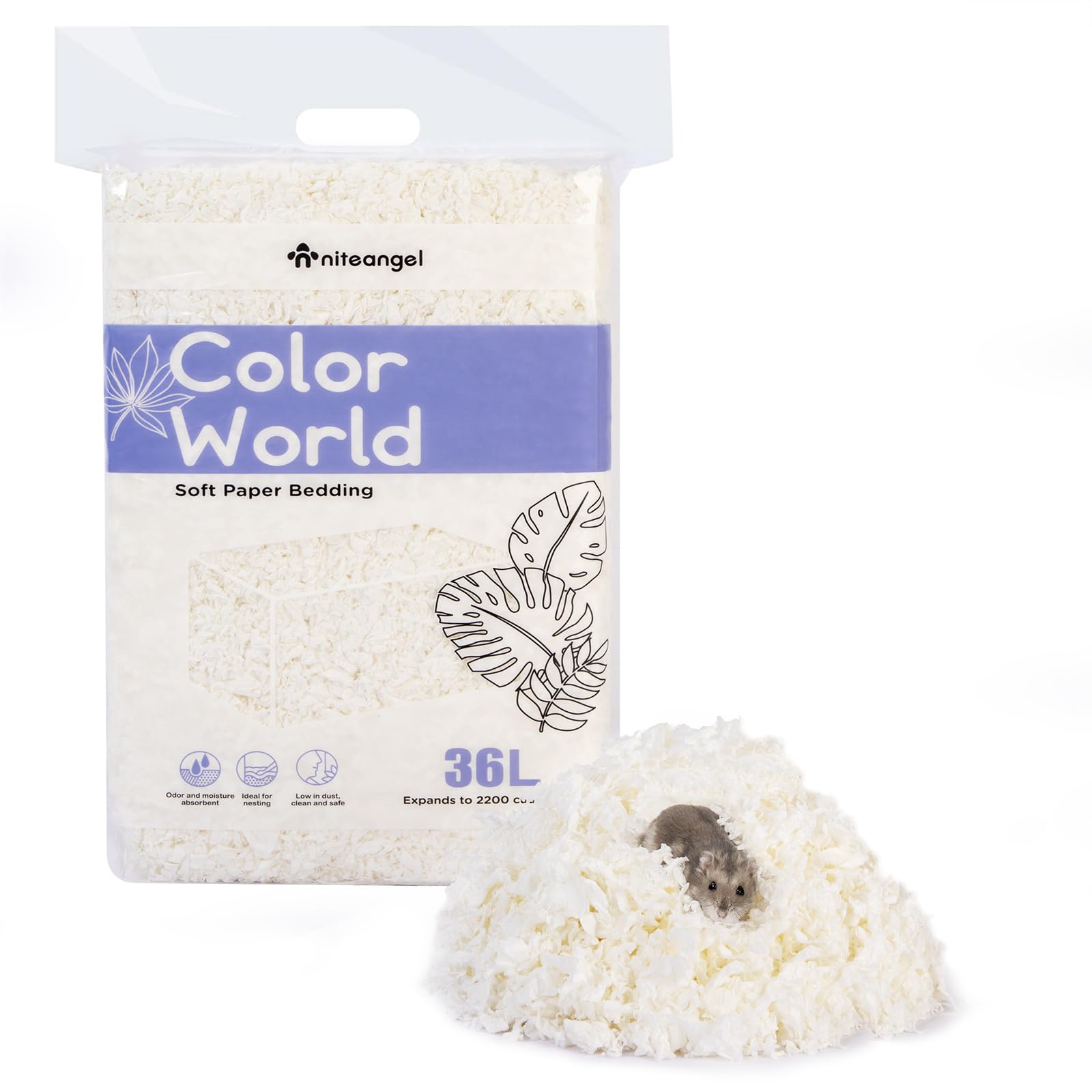 Niteangel Aspen cama de papel sin polvo para hámster y roedores pequeños.