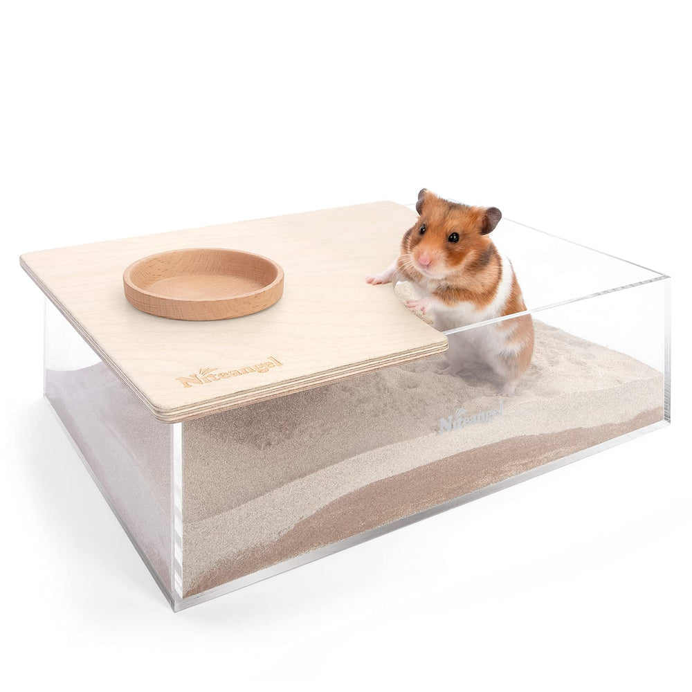 Caja acrílica Niteangel para animales pequeños, visión clara durante el baño de arena.