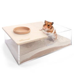 Caja acrílica Niteangel para animales pequeños, visión clara durante el baño de arena.