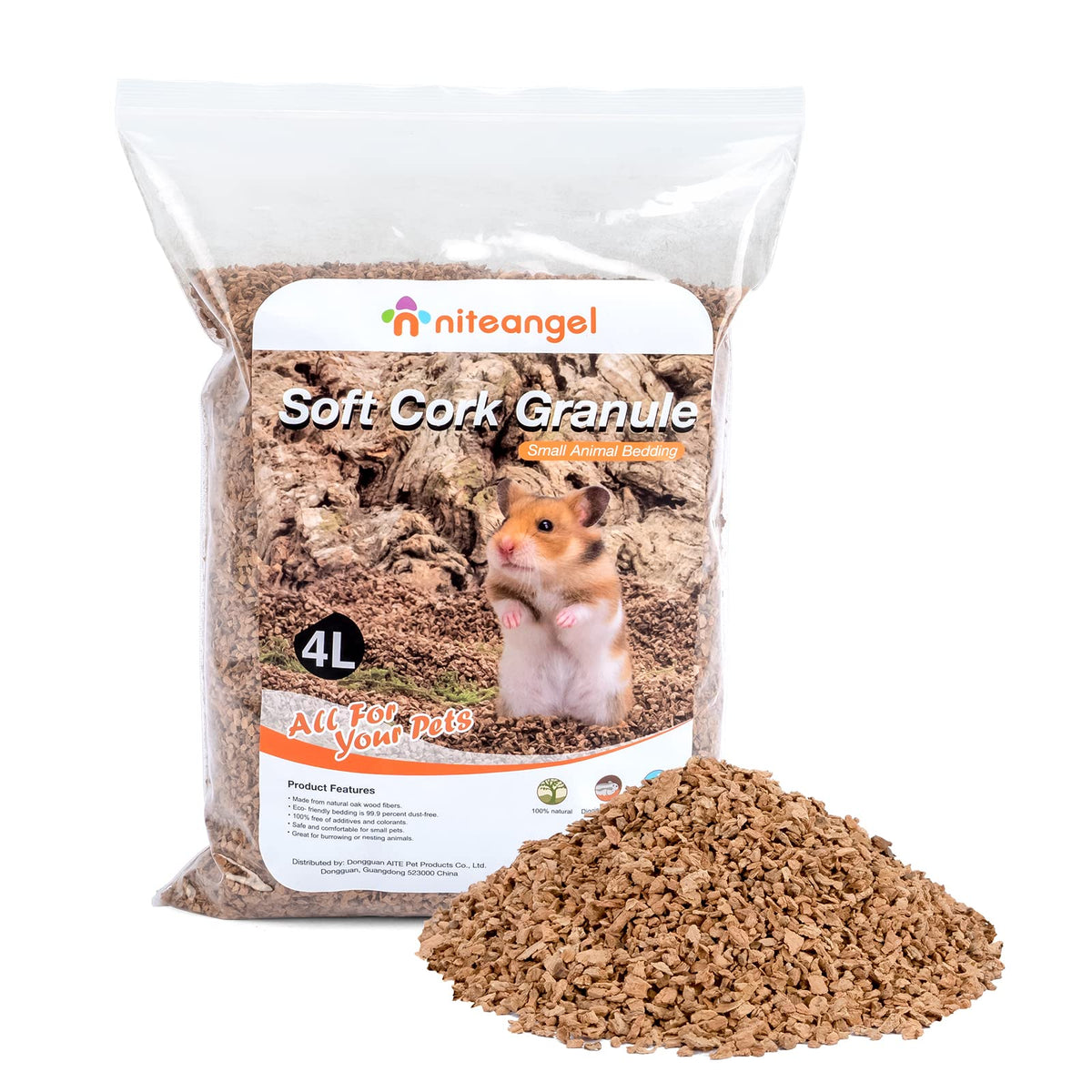 Niteangel lecho natural para hámster con coco y corcho, suave para cavar.