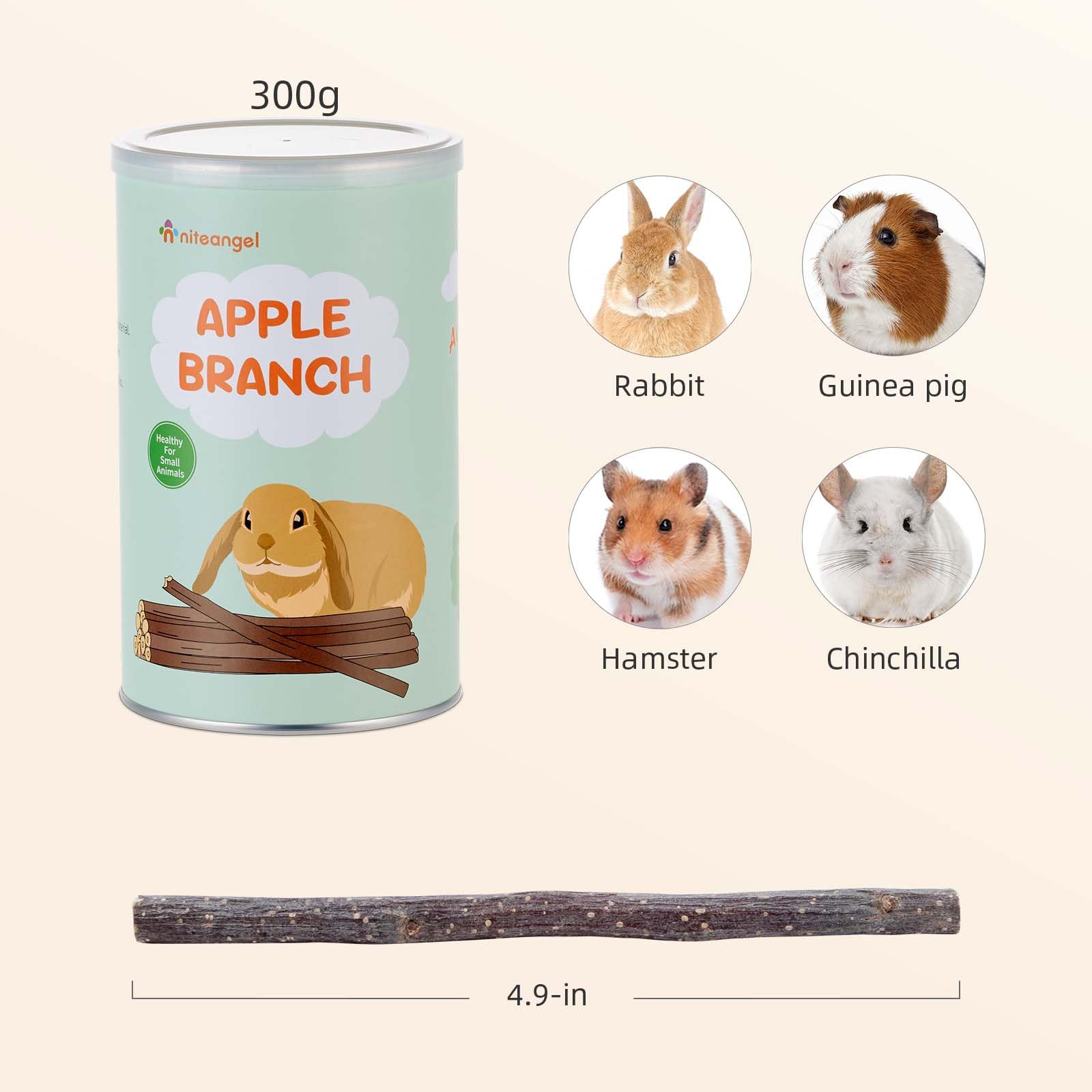 Niteangel palitos de manzana para cobaya, textura crujiente para masticar.