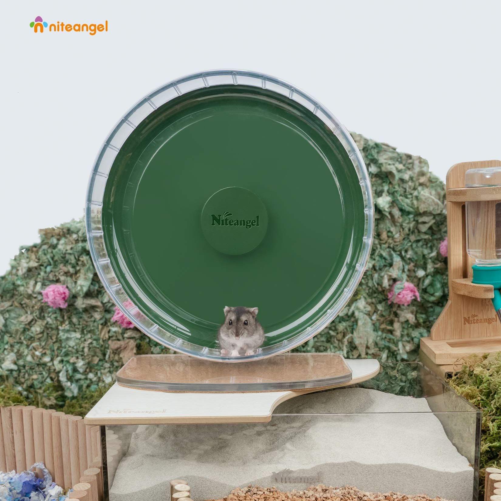 Niteangel rueda hamster altura ajustable para jaulas y bases diversas.