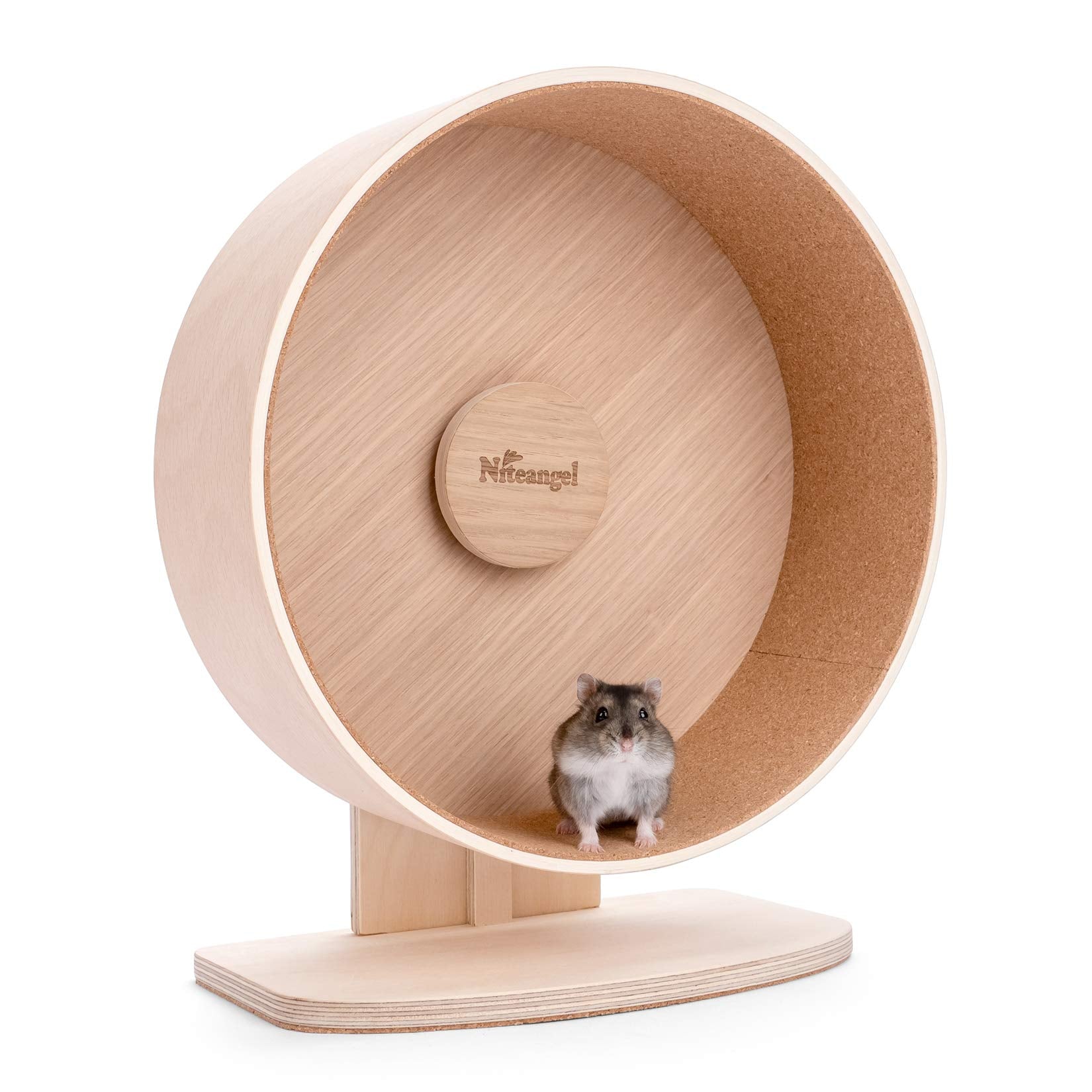 Rueda de hámster Niteangel en madera, diámetro 10,2 pulgadas, giro cómodo.