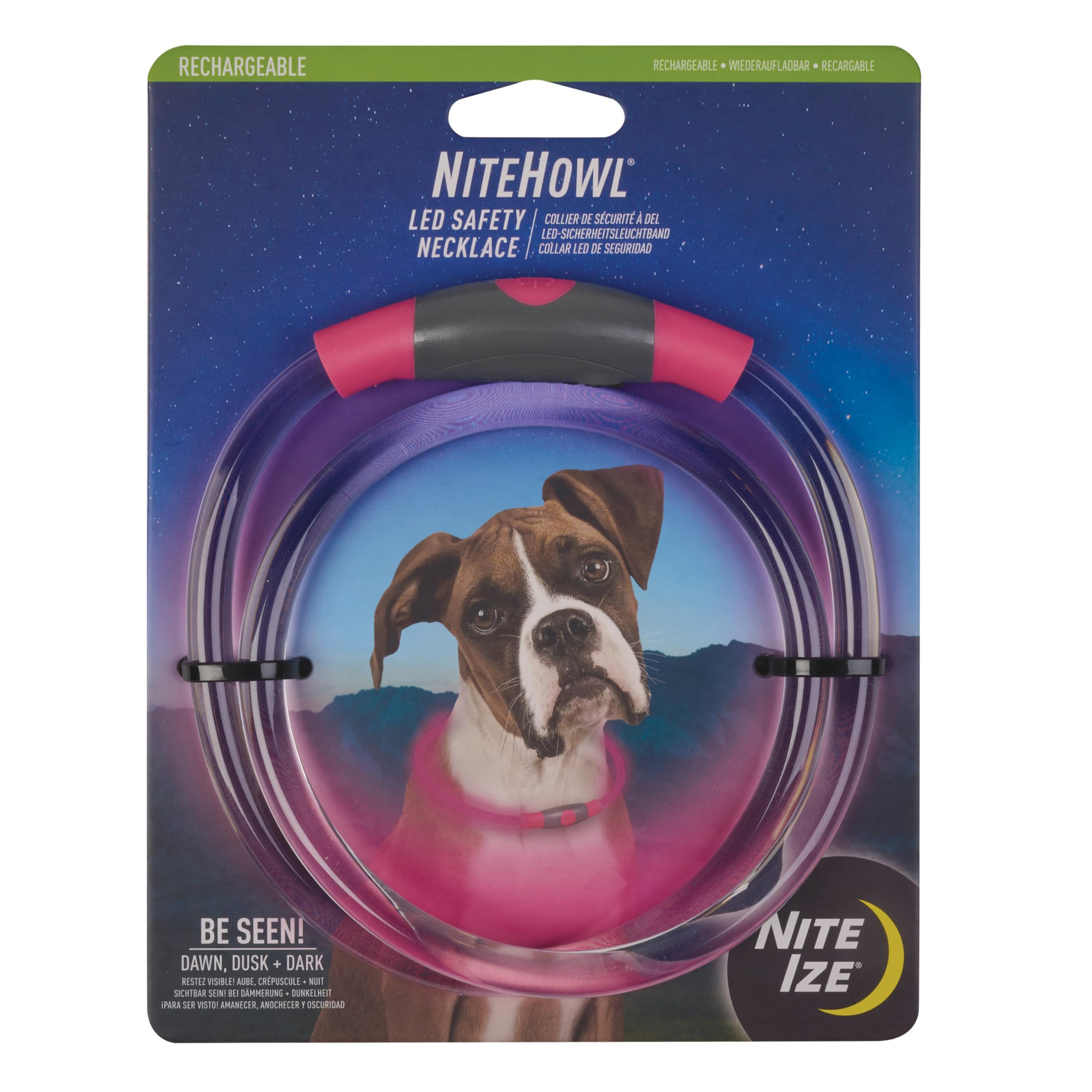 NiteIze NiteHowl collar LED 360 iluminación para paseos nocturnos seguros.