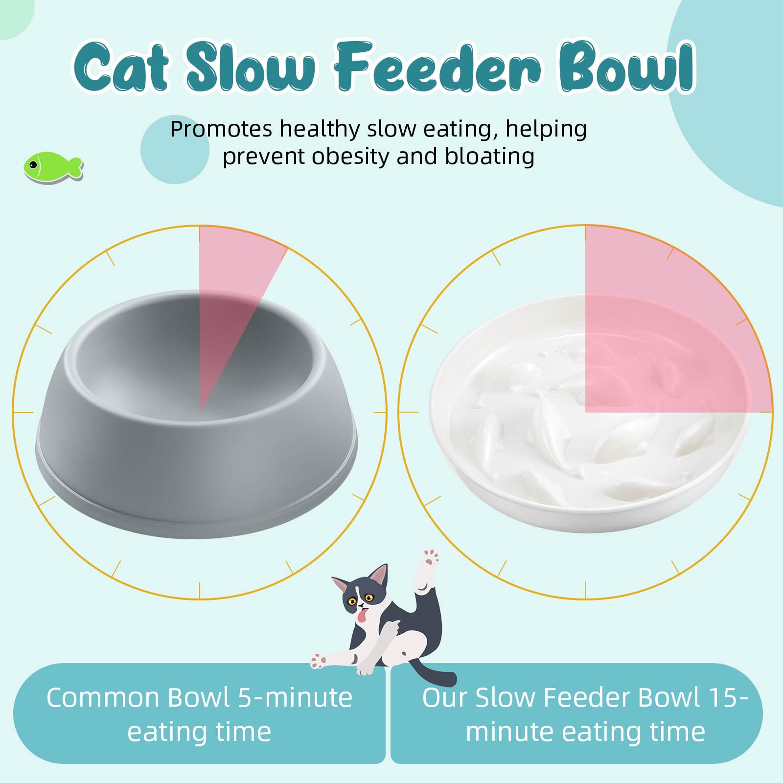 Nitial diseño de peces atractivo que captura la atención del gato durante la comida.