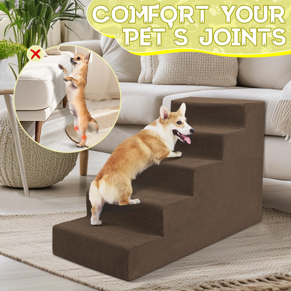 Niubya escalera doblable cerca de la cama, se pliega para cama de cachorros.