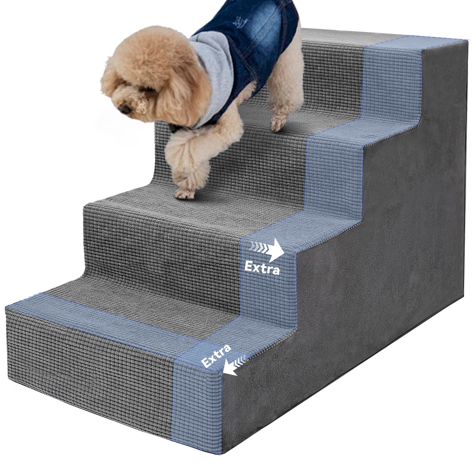 Niubya Escaleras para perros pequeños, vista frontal, facilitan subir a la cama para mascotas.