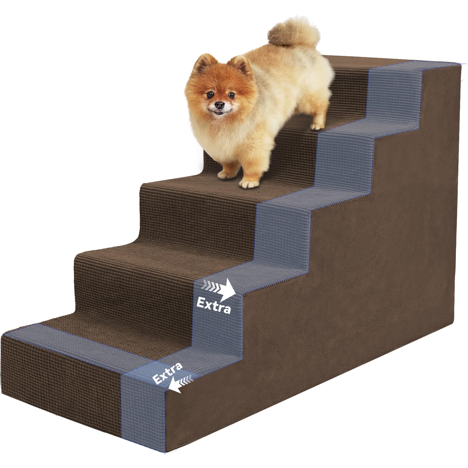 Niubya escalera para perros pequeños junto a la cama, facilita subir sin esfuerzo.