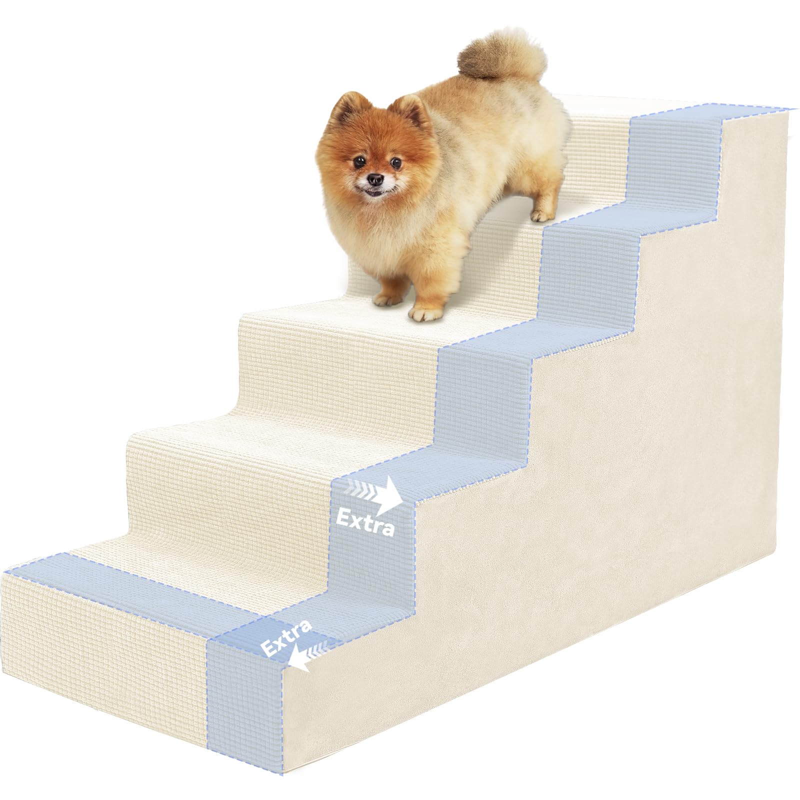 Niubya escalones para perro pequeño, 5 pasos, sube a la cama con comodidad.