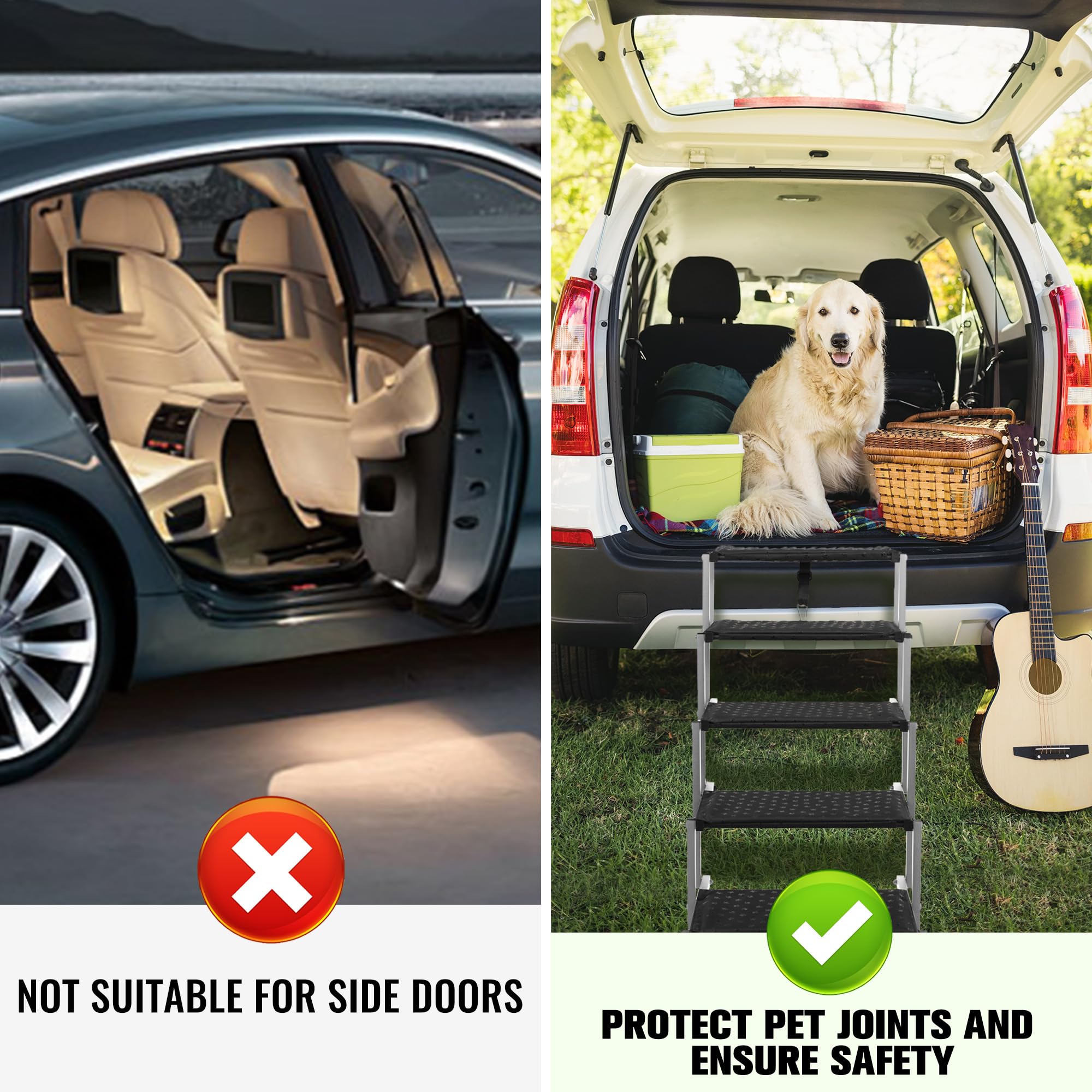 Niubya escalones para perros coche plegables, almacenamiento compacto