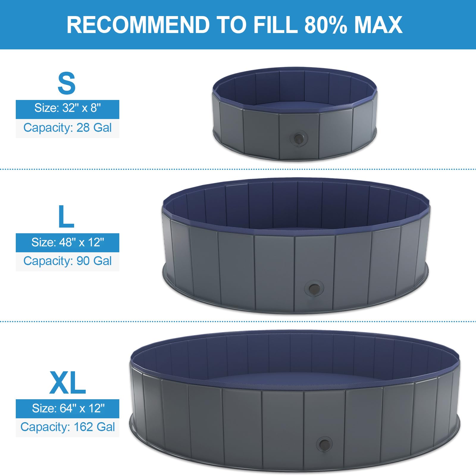 La piscina Niubya con desagüe lateral para vaciar fácilmente.