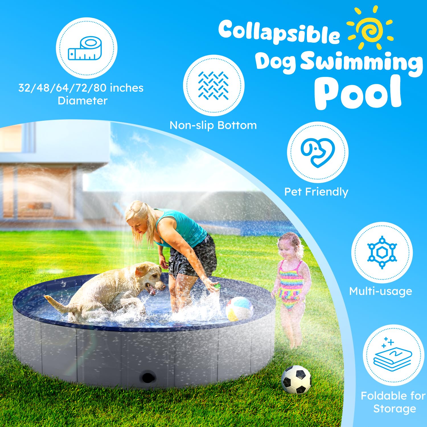Niubya piscina mascotas baño PVC: limpieza rápida y uso estable en casa.