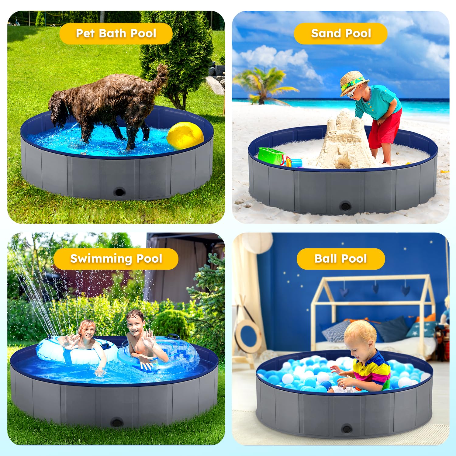Niubya piscina para mascotas: espacio divertido y práctico para verano al aire libre.