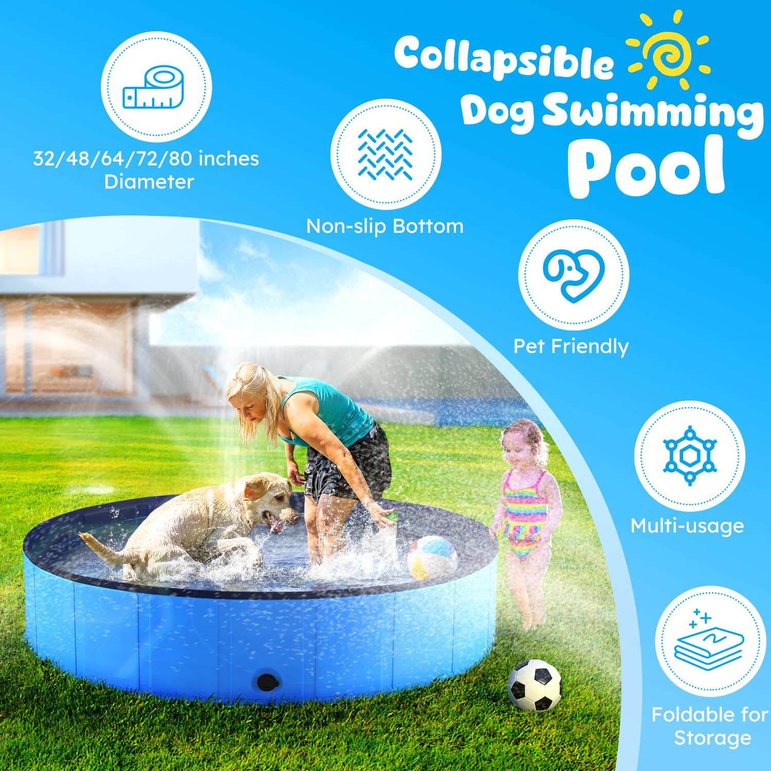 Niubya piscina para perros en PVC, duradera y resistente a pinchazos.