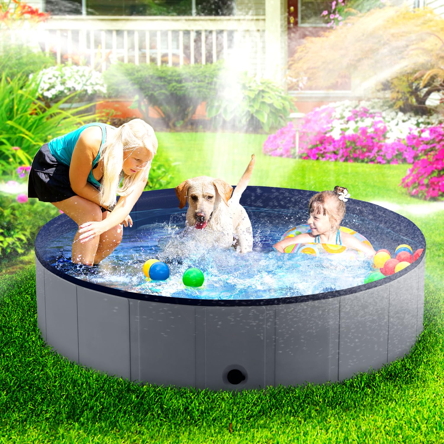Niubya piscina PVC doblable compacta: fácil transporte y almacenamiento en casa.