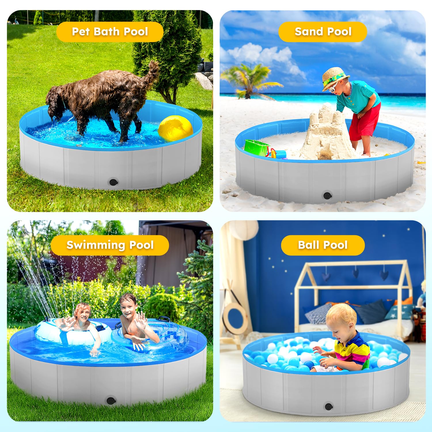 Niubya piscina de PVC duradera, material resistente para uso repetido.