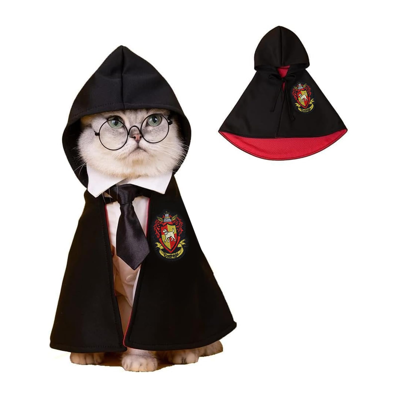 NIULA disfraz-gato dia de brujas pajarita-anteojos, ideal para presentaciones y fotos memorables.