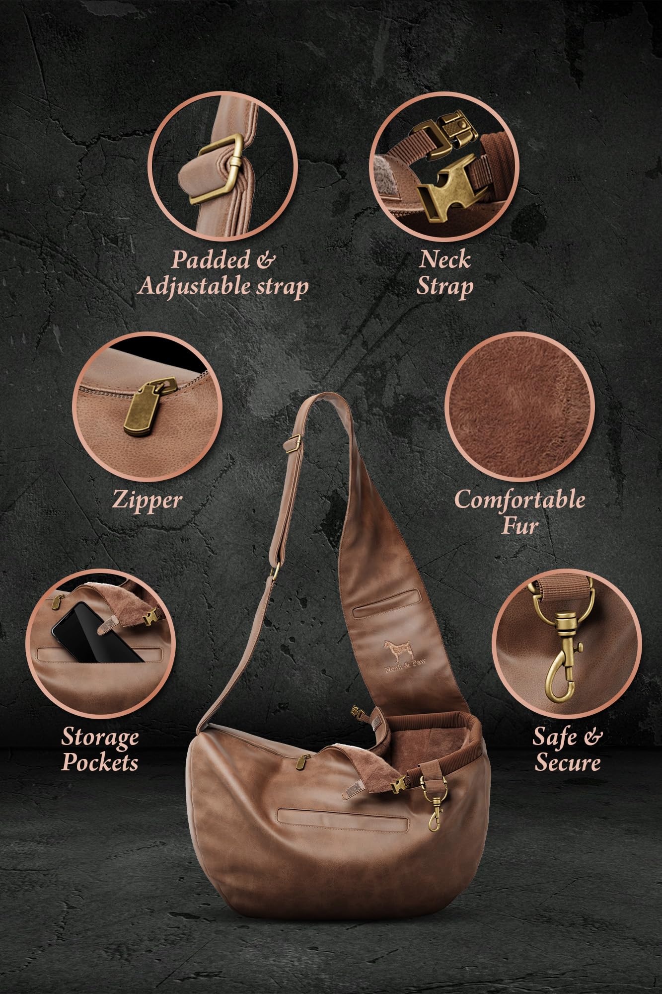 Noah & Paw: bolsillos magnéticos para llaves y golosinas durante salidas.