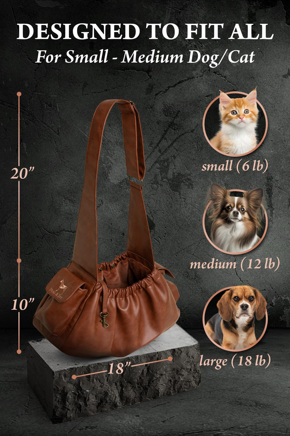 NOAH & PAW sling con forro de pelaje vegano para mayor confort.