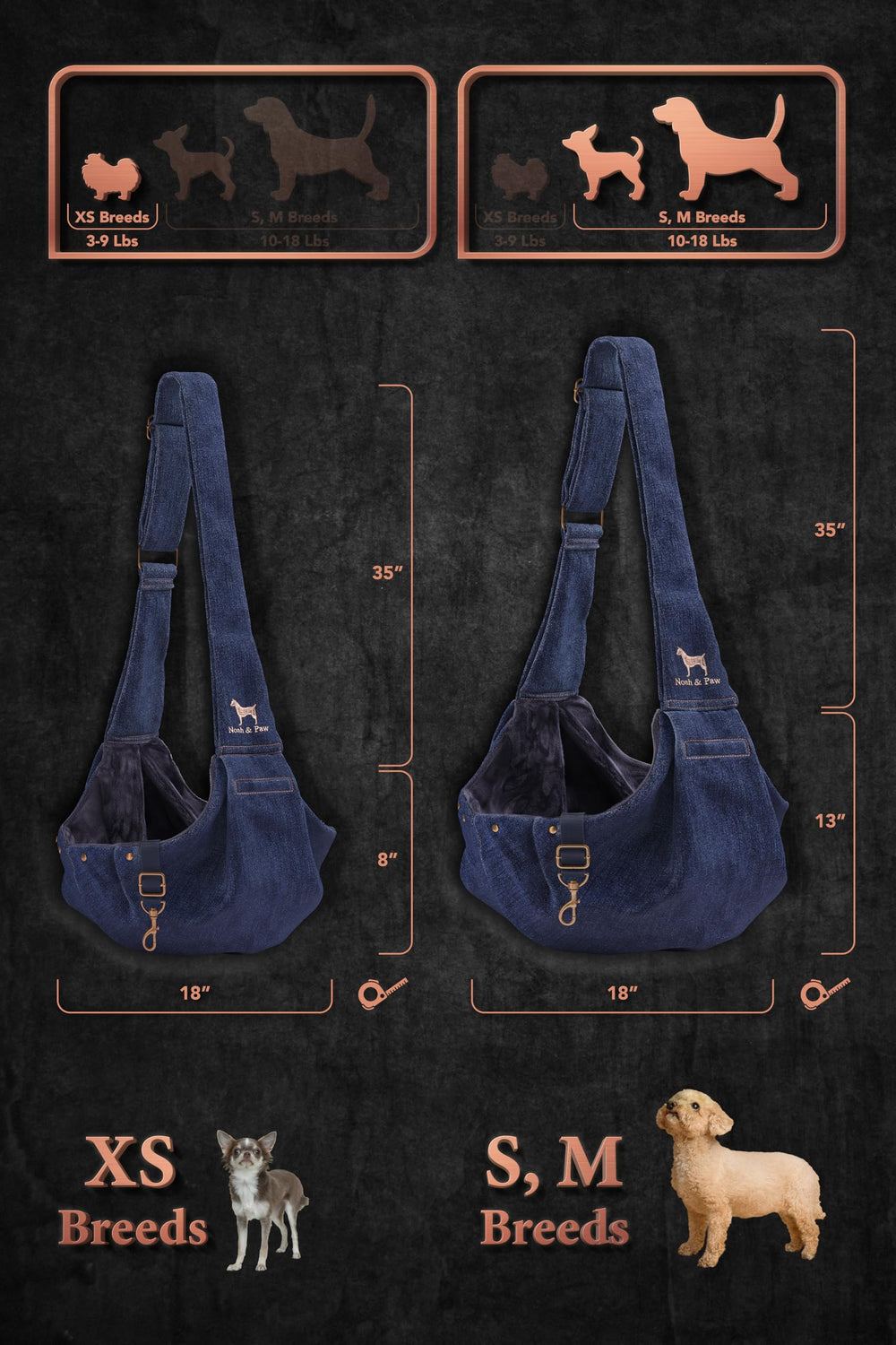 Noah & Paw sling para mascotas de 2,2 a 8 kg