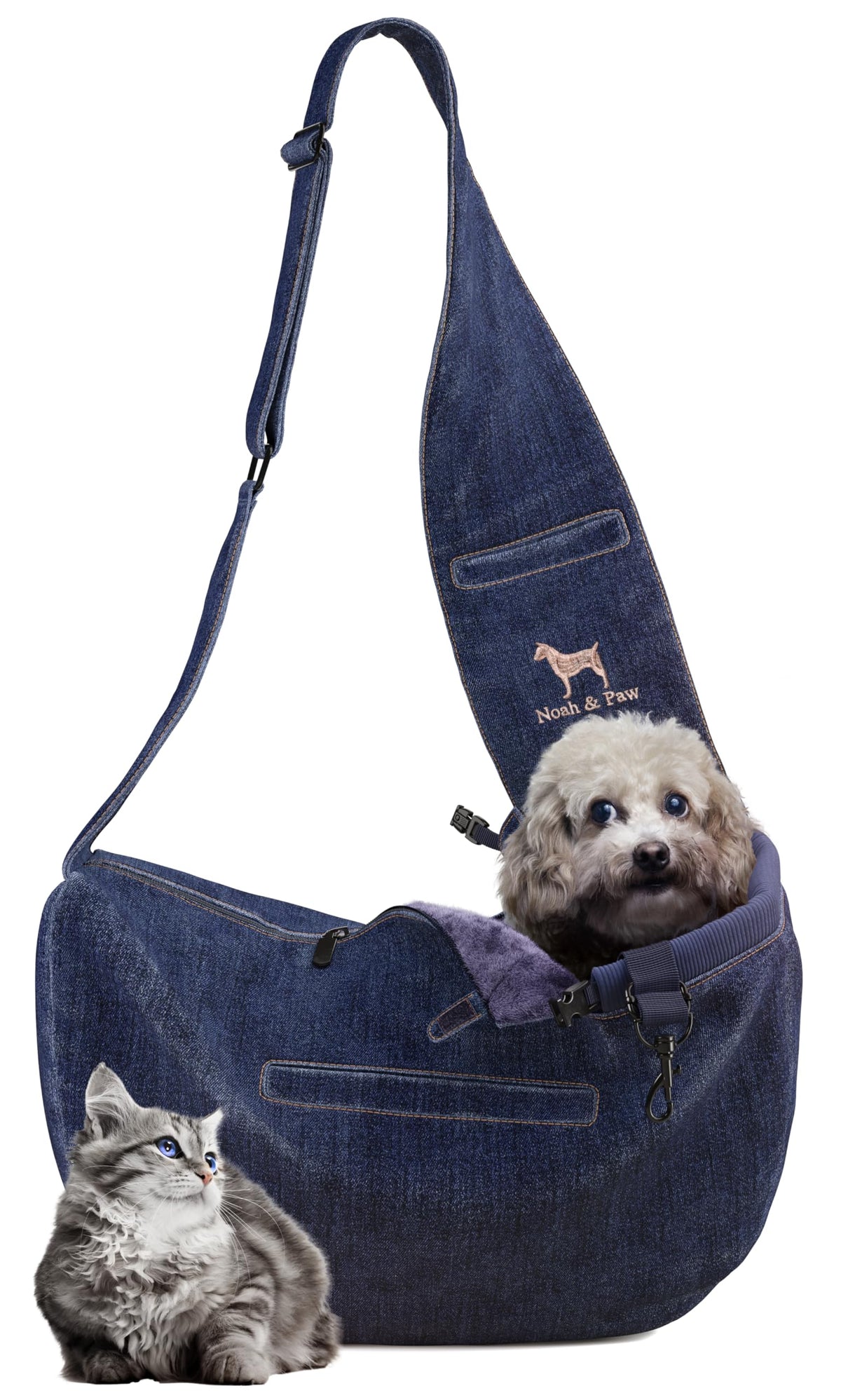 Noah & Paw sling para perro pequeño, soporte cómodo durante paseos.