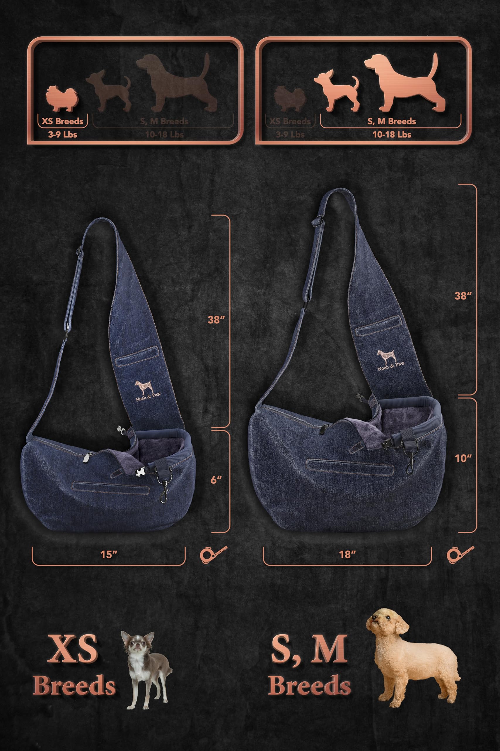 Sistema de seguridad de 3 capas Noah & Paw sling, cierre seguro.
