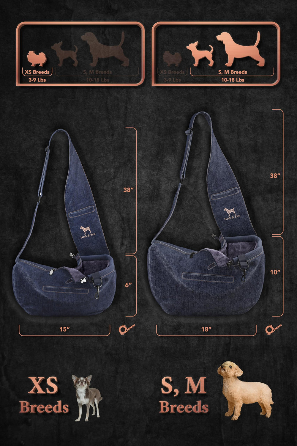 Sistema de seguridad de 3 capas Noah & Paw sling, cierre seguro.