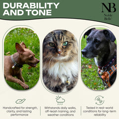 Noble Bells campana de collar sistema elástico desmontable para ajuste cómodo.
