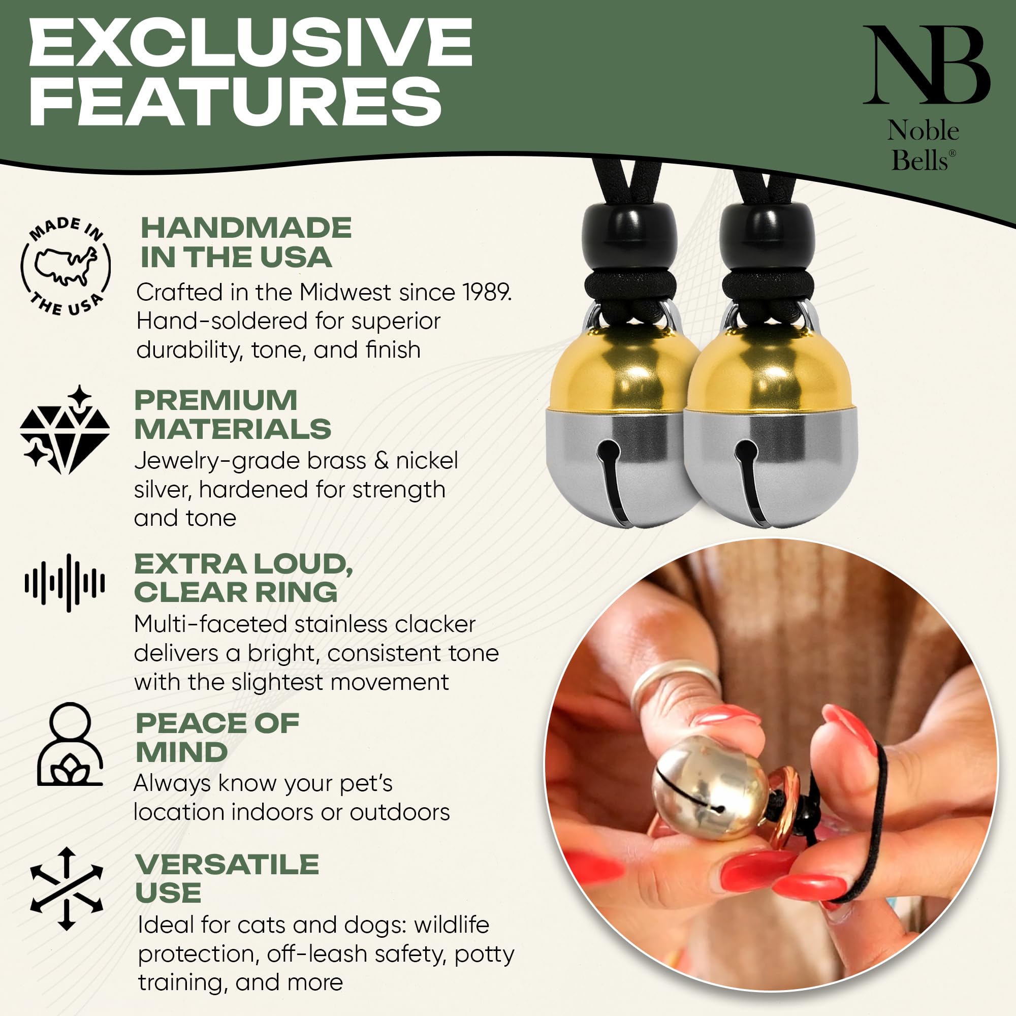 Noble Bells campana de collar ruido-alto, ideal para llamar la atención de tu mascota.
