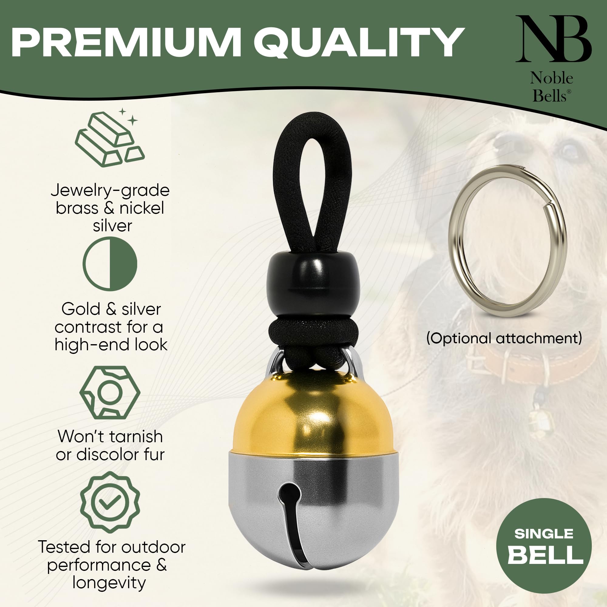 Noble Bells campanilla bronce y nickel para collar, duradera y precisa