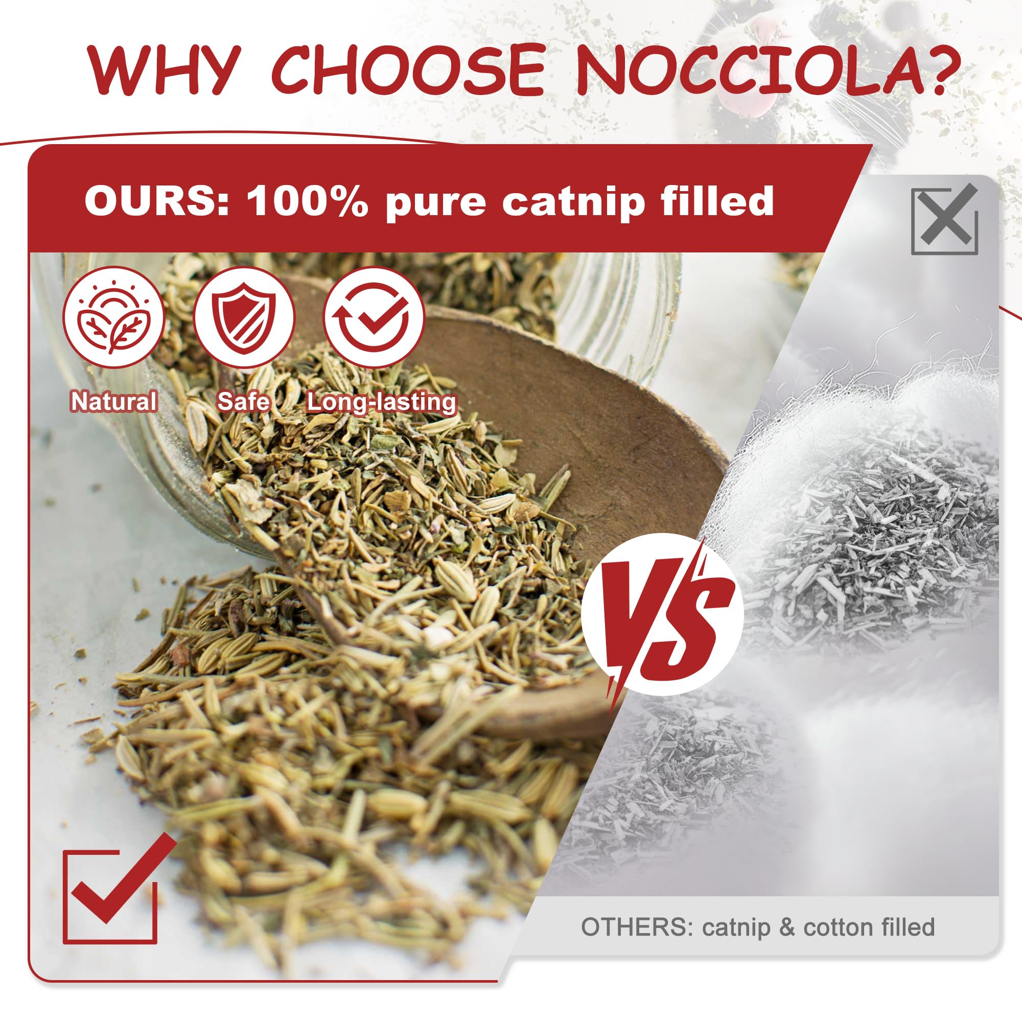 Nocciola: catnip orgánico puro en juguete para gatos, juego natural.