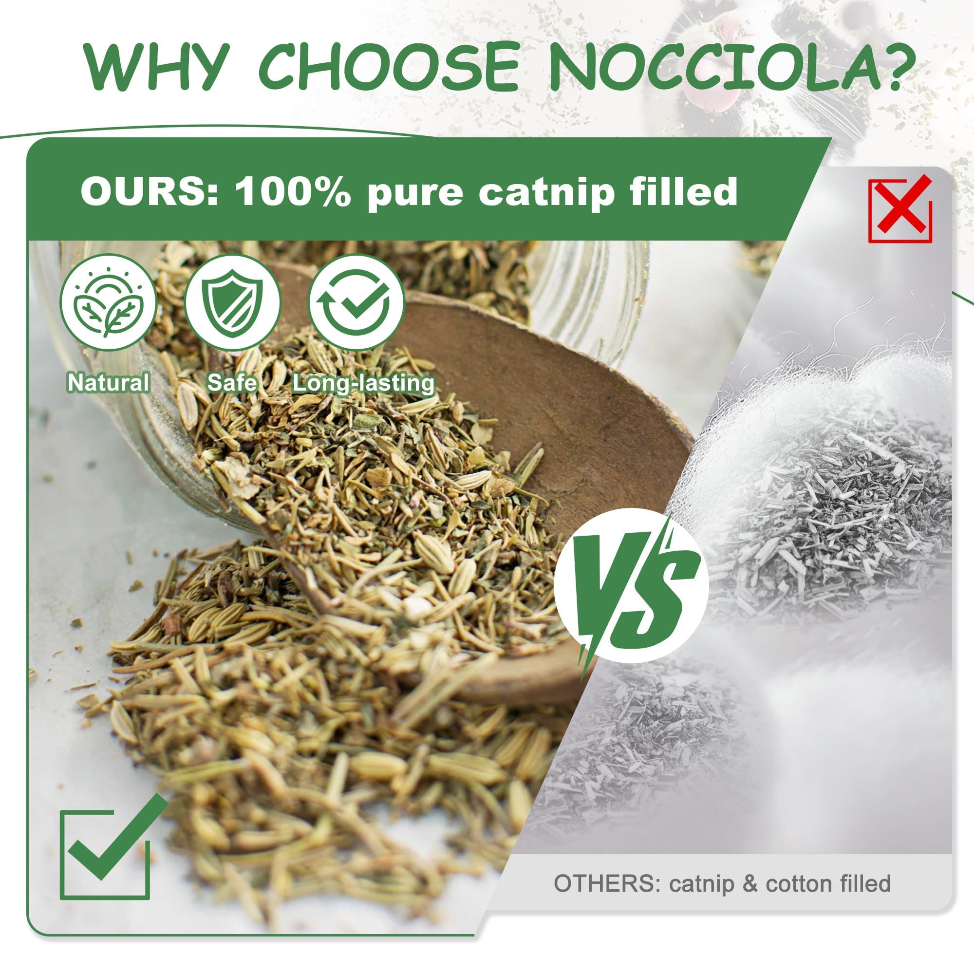 Nocciola: juguete con hierba gatera y aroma natural para juego activo.
