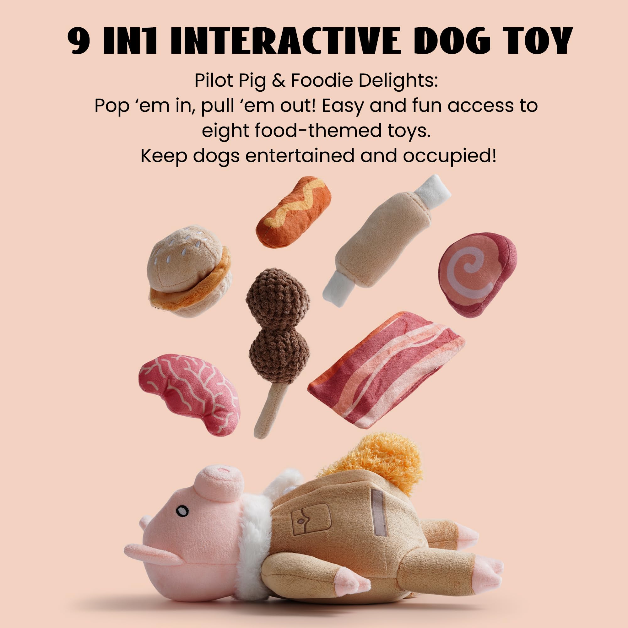 Juguete para perro Nocciola con sonido chirriante y crujido, estimulación auditiva.