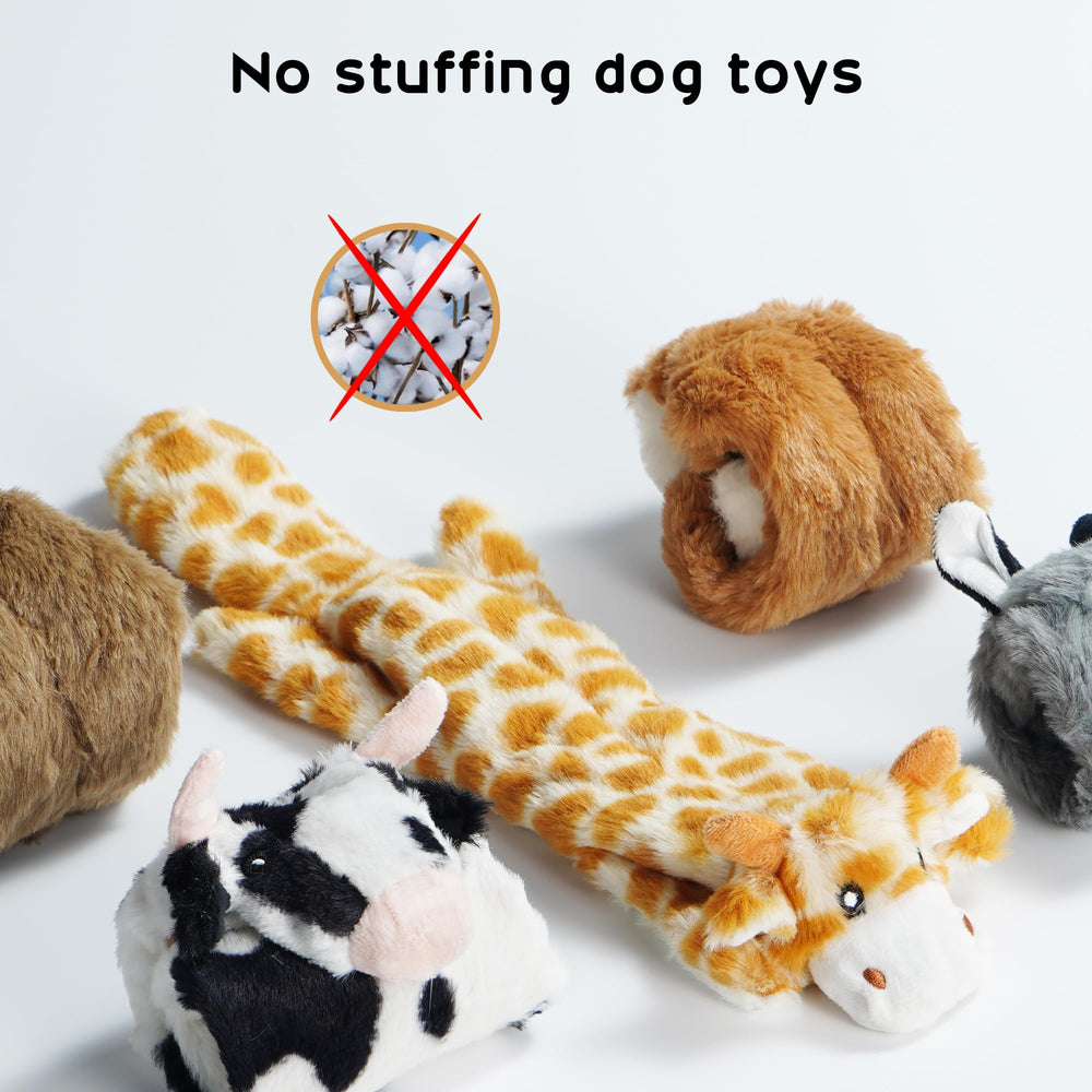 Conjunto nocciola de cinco juguetes peluche crujiente para perros.