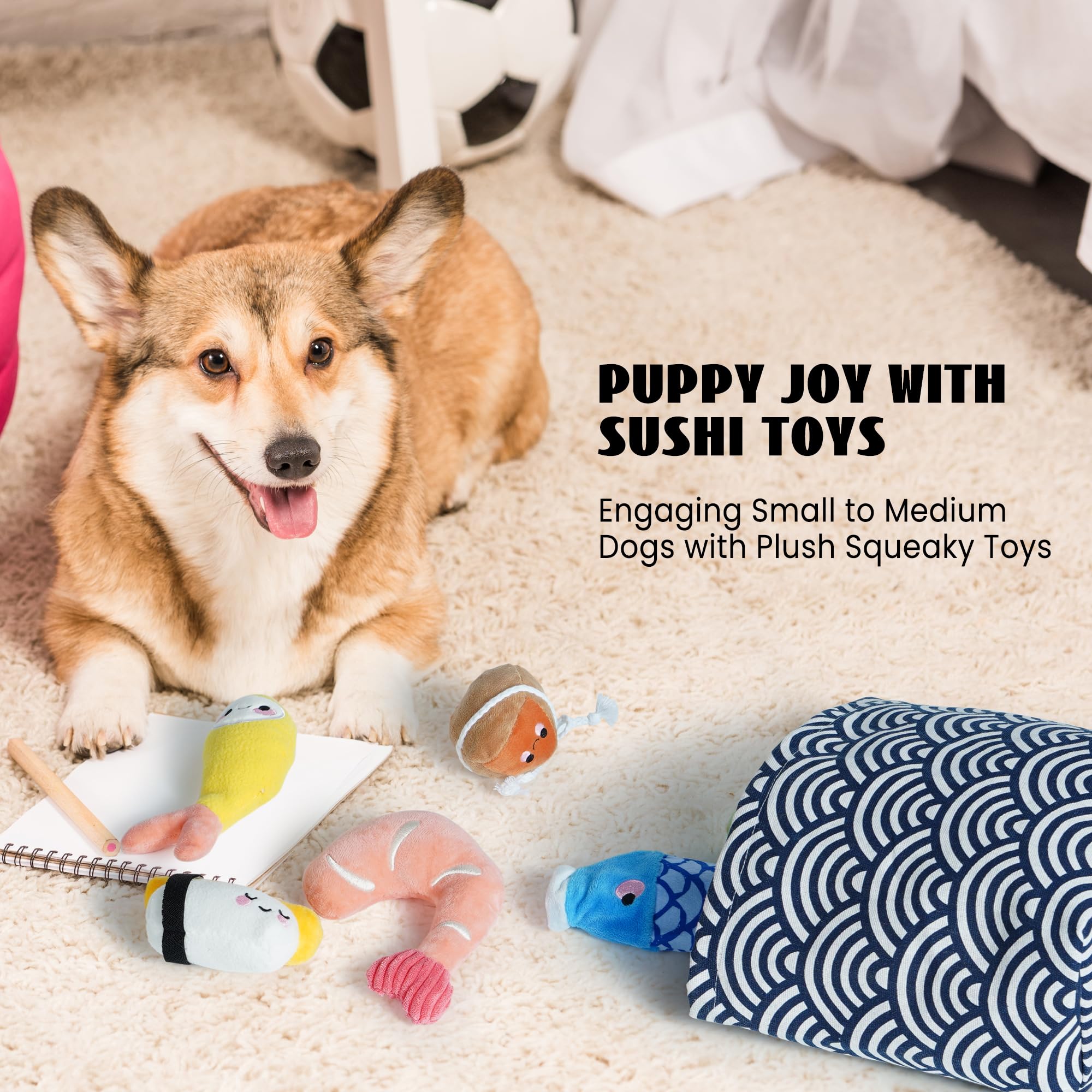 Set de juguetes sushi Nocciola para perros, ideal como regalo