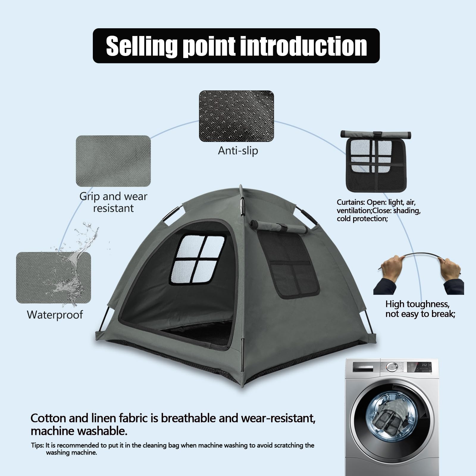 Nockovi tienda con ventanas laterales para mejor ventilación y visibilidad.