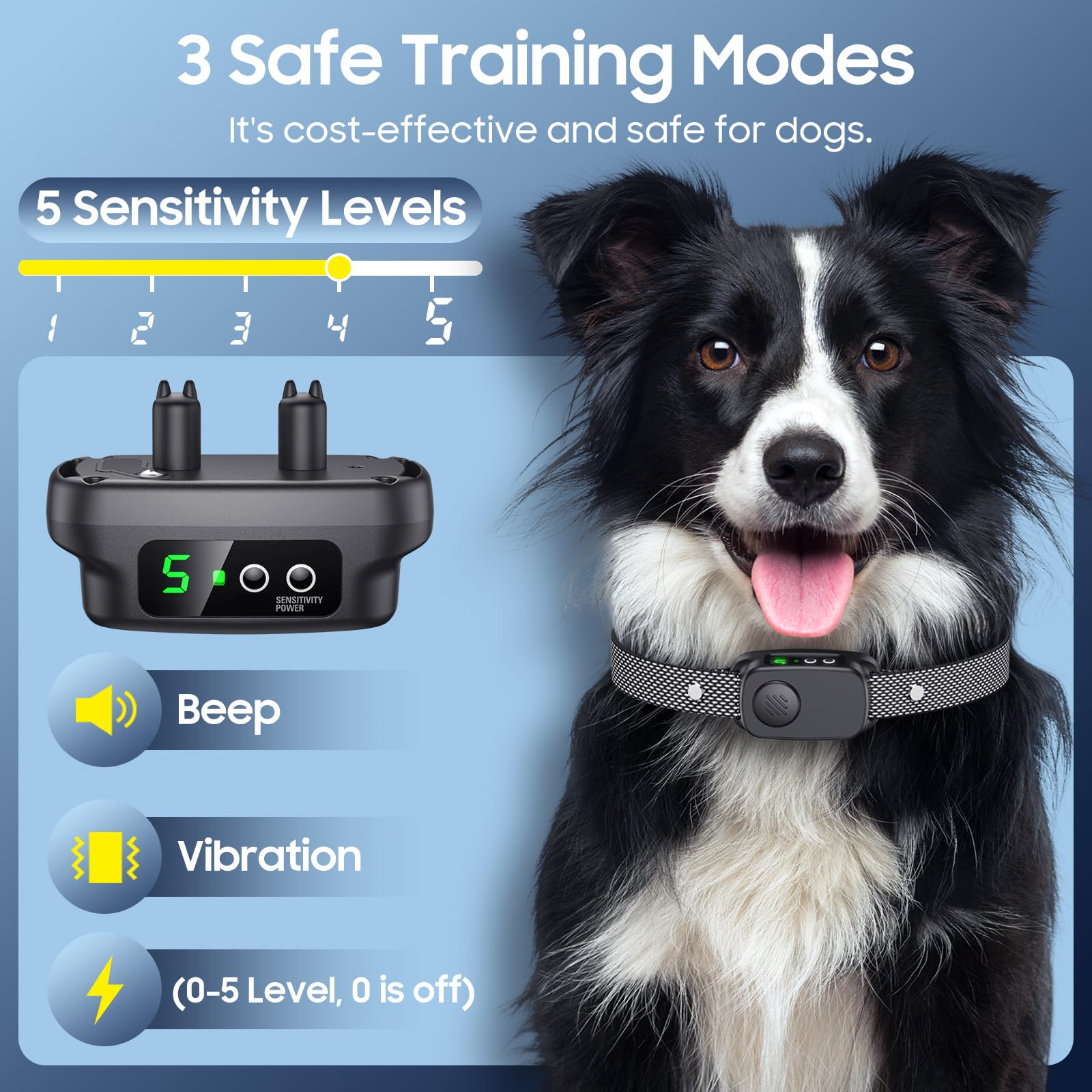 NOIDECE collar con chip inteligente para detección precisa de ladridos y entrenamiento seguro.