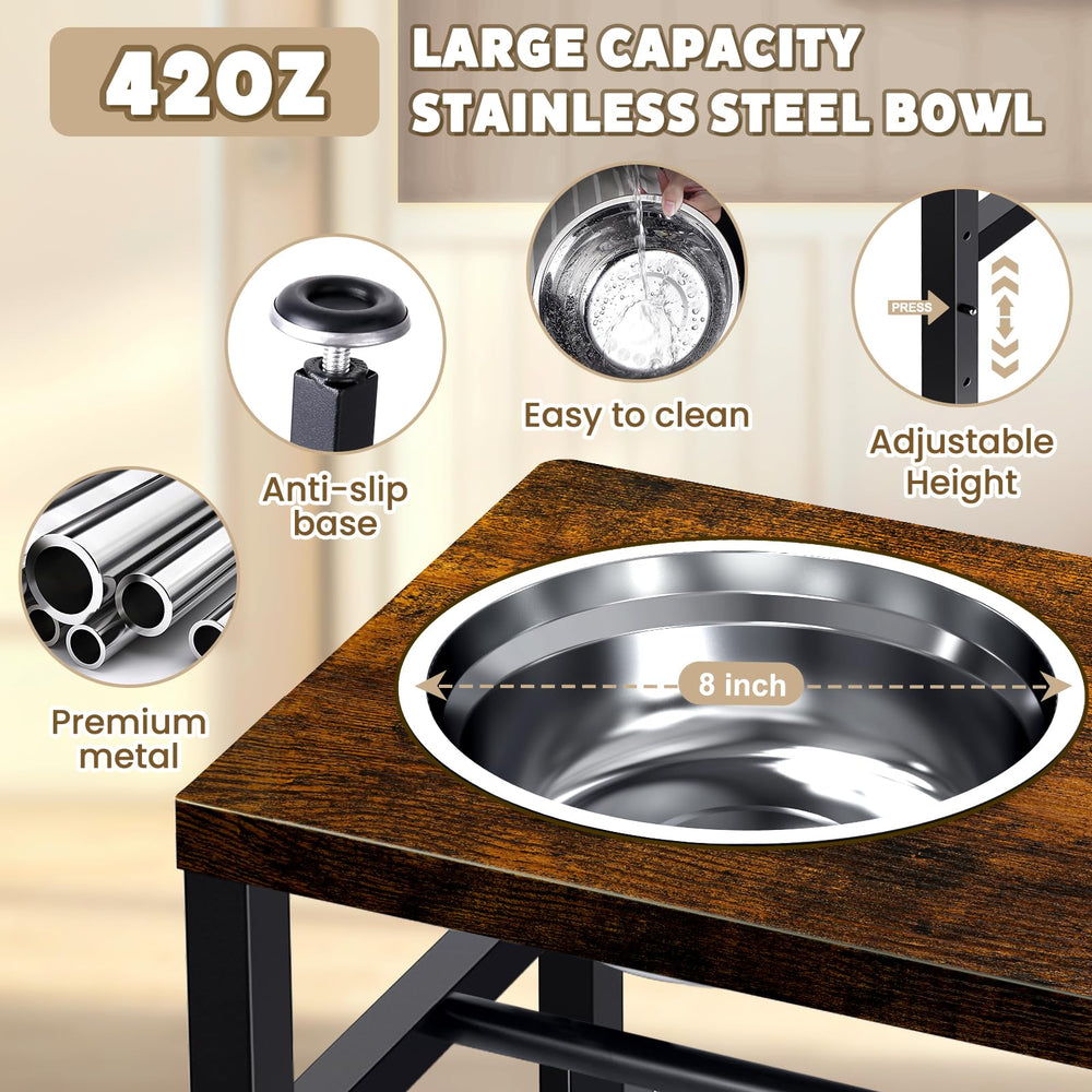 NomNest three-height adjustment adapts to growing dogs for tailored feeding height.