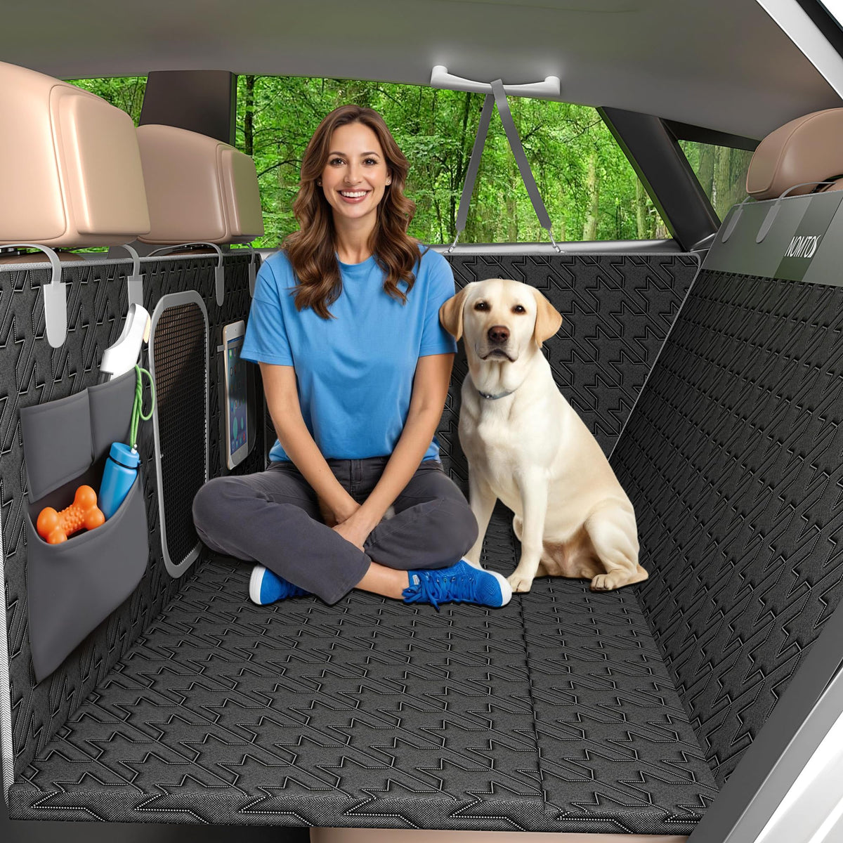 NOMTOS protector de asiento para perros con base dura, previene deslizamientos y protege el tapizado.