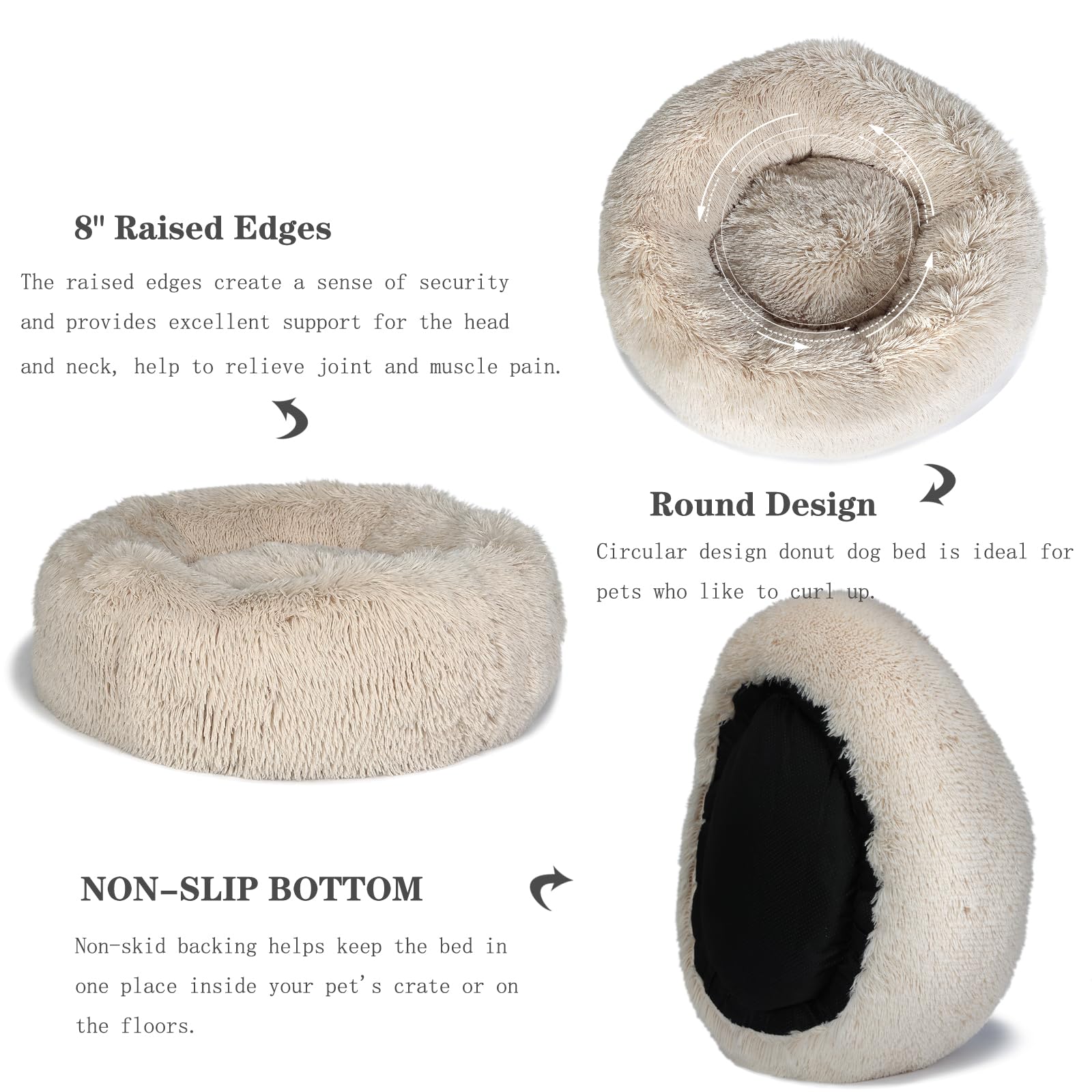 Nononfish Cama beige-suave diseño neutro para cualquier rincón del hogar.